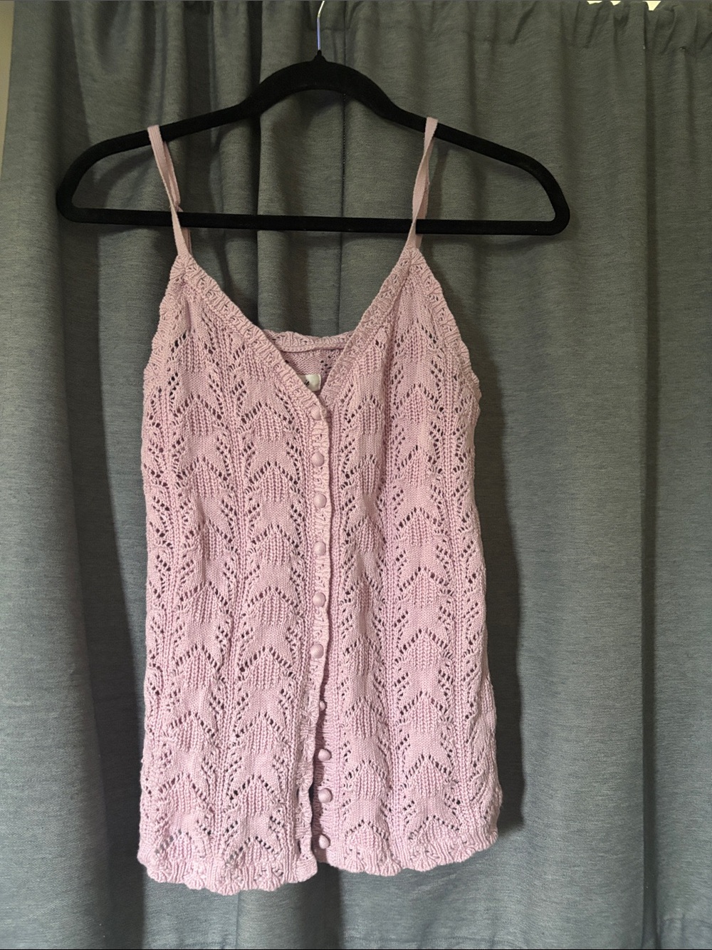 aerie Pink Lace Knit Button-Front Cami